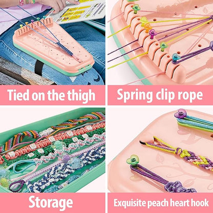 Chilpals Friendship Bracelet Making Kit for Girls,Arts and Crafts for Kids Ages 8-12,Birthday Gifts Ideas for Girl 7 8 9 10 11 Year Old - 2 in 1 Bracelets String Maker Toys Set (Pink)