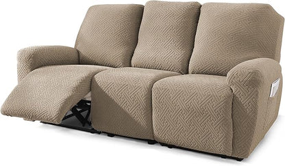 NORTHERN BROTHERS Stretchy Recliner Sofa Covers 3 Seater, Couch Cover Recliner Sofa 3 Cushions, Sofa Recliner Covers, Khaki