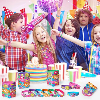 24 Pcs 90s 80s Party Favors Birthdays Supplies Silicone Bracelets Toy Gift Kid Teen Retro Classroom Prize Adult Disco Christmas Easter Hip Hop 80s Accessories 90s Theme Party Decorations