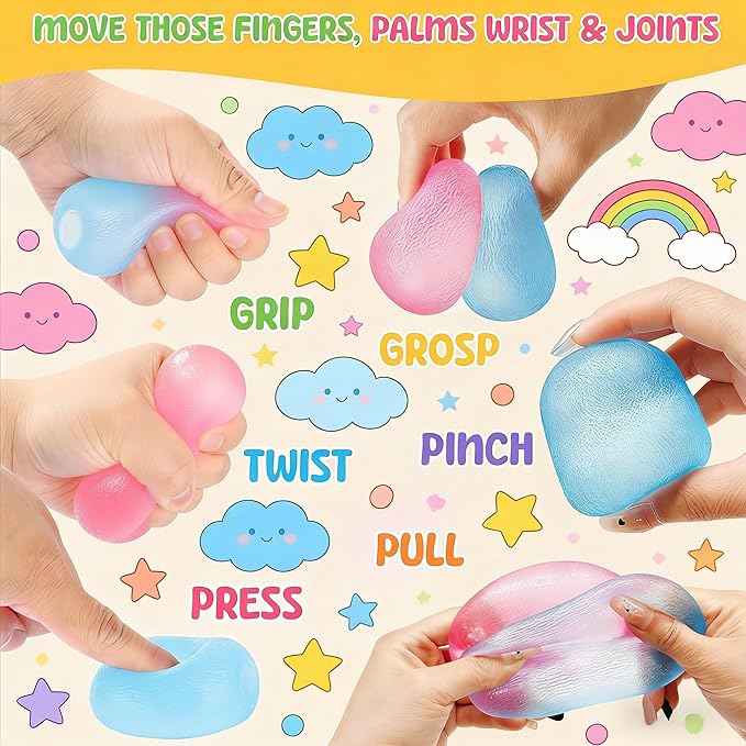 Fidget Toys Stress Balls for Kids & Adults - Changes Color in The Sun - Malt Sugar Squishy Fidget Toys - Slow Rise Gel Ball - Stretchy Squeeze Stress Relief Balls for Anxiety