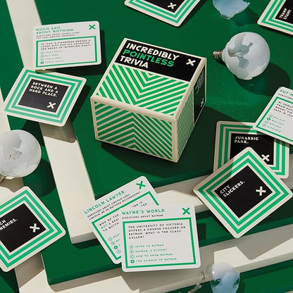 Brass Monkey Incredibly Pointless – Trivia Card Game Set with 200 Unique Questions About Pointless Knowledge for Adults and Kids Ages 13+