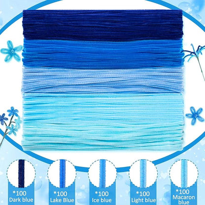Peryiter 500 Pieces Pipe Cleaners Chenille Stems 12 Inch Craft Supplies Bulk for DIY Art and Craft Projects Creative Gift Wrapping Party Decorations(Blue,12 Inch)