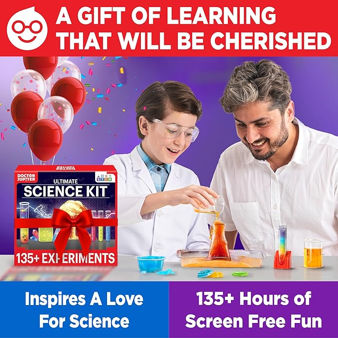 Doctor Jupiter Science Kit for Kids Ages 8-9-10-11-12-13-14| Christmas, Birthday Gift Ideas for Boys & Girls 8+ Years Old | STEM Toy with 135+ Experiments| Learning & Educational Kits
