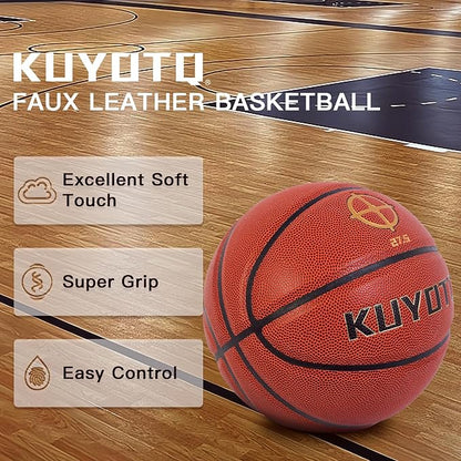 KUYOTQ Kids Toddler Youth Adult Size 3/4/5/6/7 Basketball 22/25.5/27.5/28.5/29.5" Thickened Rubber or Faux Leather Indoor Outdoor Basketball for Boys Girls Womens Mens Basket Ball Gifts