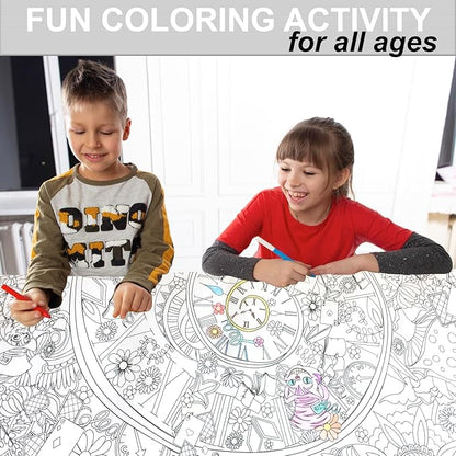 ALEX Art Giant Coloring Poster Alice in Wonderland - Extra Large Coloring Sheet - Super Huge Coloring Posters for Kids and Adults - Table Floor Big Coloring Page - Wall Size Jumbo Coloring Sheets