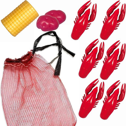 Lil' Bit Boiling Co. Kids Louisiana Crawfish & Fixins Toy Food Kitchen Set for Children - Toy Crawfish Set with Potatoes, Corn, and Mesh Bag