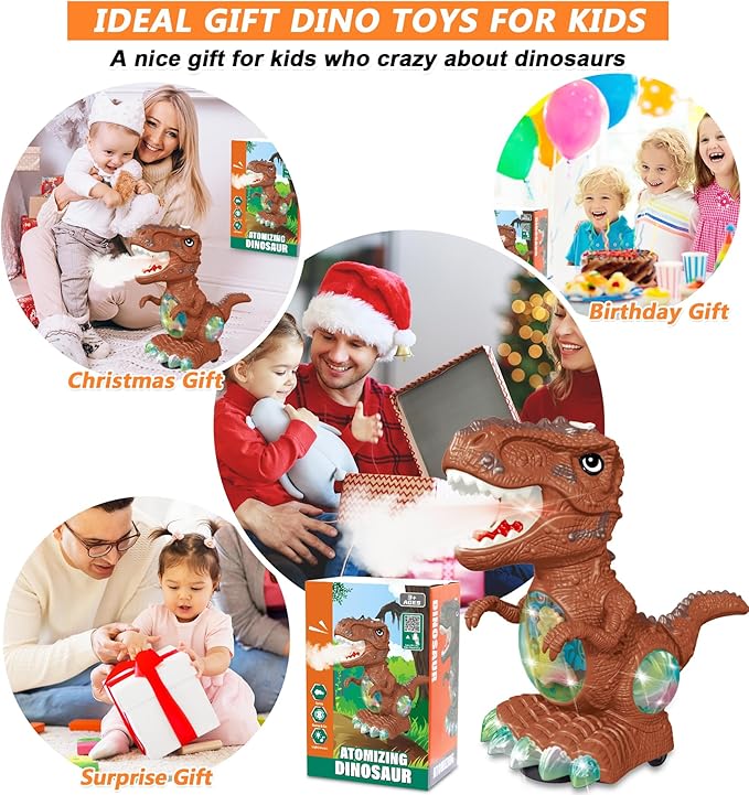 Dinosaur Toys for Kids 3-4 Year Old Boy,Roar Music and Lights Toddler Toy for Boys Girls,Moving Dino Baby Toy with Mist Spray & 1 Wheel,Electric Dinosaur Toy for Kids 3-5 Christmas Birthday Gifts