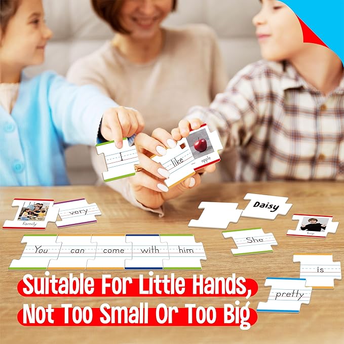 110PCS Sentence Building, Double-Sided Puzzles 180 Sight Words & 20 Blanks for Kids Learning Sentences, Early Reading, Writing & Language Practice-Educational Toy for Kindergarten, Grade 1st, 2nd