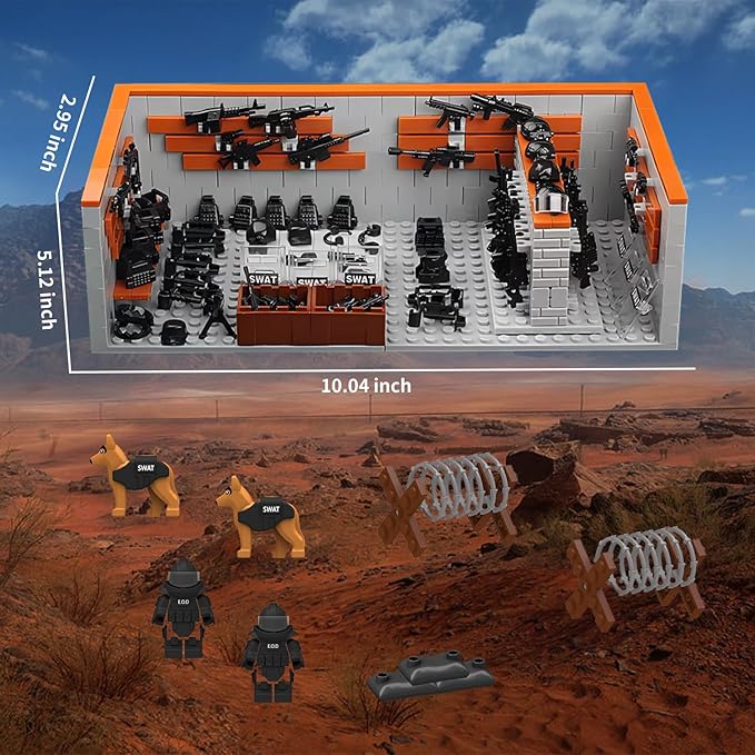 583 Piece Armory Building Set,WW2 Military Base Army Equipment Building Kit,STEM Battle Swat Team Toys,Weapon Pack Military Equipment Gear Sets,Christmas Birthday Gifts for Boys,Teens,Adults
