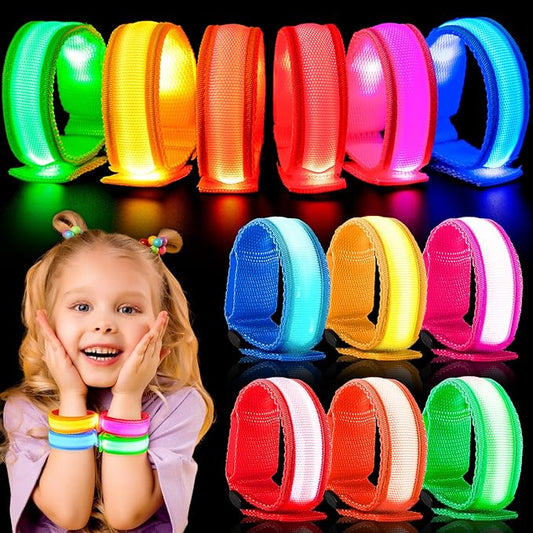 12 PCS LED Light Up Bracelets,LED Glow Flashing Wristbands,LED Glow Bracelets,Glow in The Dark Party Supplies for Sports,Camping,Festivals,Concerts,Raves and Night Events,6 Colors