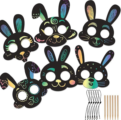 JOYIN 48 PCS Easter Craft Kit Easter Assorted DIY Painting Kit Includes Rocks, Scratch Art Masks, Wooden Eggs and Magnets for Kids Creativity Easter Basket Stuffers, Easter Party Favor, Easter Events