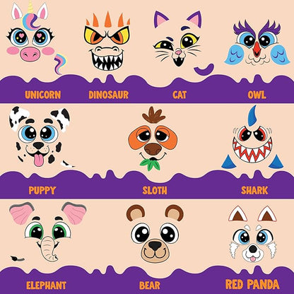 Klever Kits Halloween Pumpkin Decorating Kit, Halloween Party Supplies Arts Crafts, Party Favor for Kids, DIY Pumpkin Painting Kit with 10 Animal Designs, Coloring Craft Games Classroom Activities