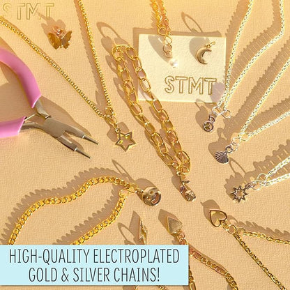 STMT DIY Infinity Jewelry, Make 10 Forever Bracelets, Permanent Bracelet Chains Kit, Dainty Charm Bracelets, Tarnish-Free Stainless Steel Chains for DIY Necklace Bracelet Jewelry Making, Bracelet Kit