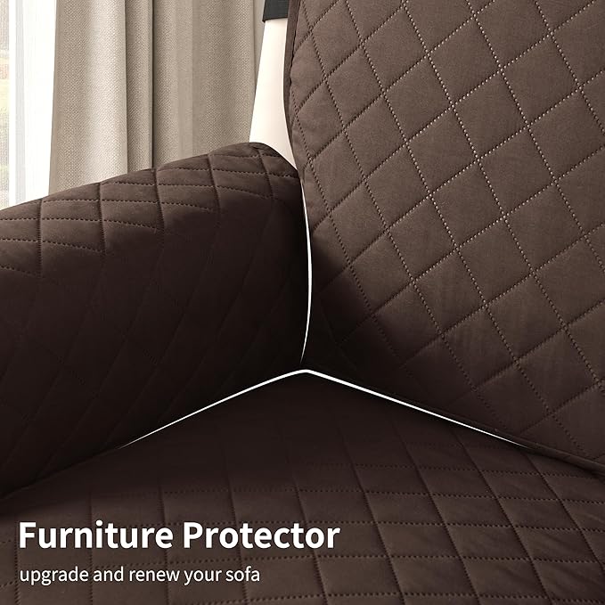 CHUN YI Recliner Chair Cover, Non-Slip Recliner Covers That Stay in Place, Washable Lazy Boy Recliner Covers with Pockets, Water Resistant Recliner Slipcover for Pets (Coffee, Small Recliner)