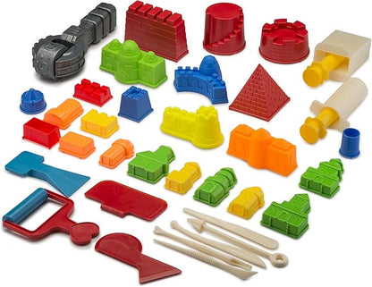 Advanced Building Sand Molds and Tools Kit - Works with All Other Play Sand Brands - 37 Pieces Includes: Castle, Bricks and Walls Molds, and Tools - Sand Not Included