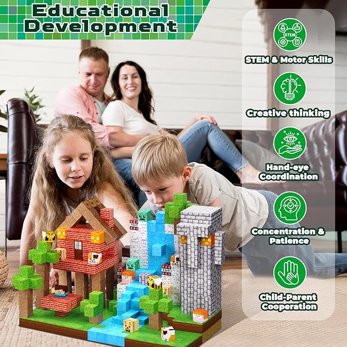 150PCS Magnetic Blocks - Magnetic Building Blocks, Magnet Cubes Toys Stacking, Build Forest World Set, STEM Montessori Sensory Toys for Kids Boys Girls Ages 3 4 5 6 7 8 9 10 Easter Birthday Gifts