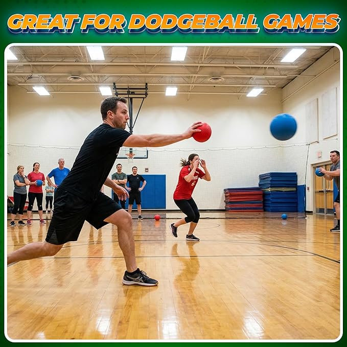 5 Inch Red & Blue Playground Dodgeballs - (2-Pack) - Small Playground Balls for Kids, Teens & Adults - Indoor & Outdoor Gym Sports Balls for Dodgeball, Four Square, PE, Recess Games w/Hand Pump