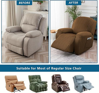 Recliner Cover Stretch Soft Couch Cover for Dogs, Sofa Slipcover for Recliner Couch Leakproof Furniture Protector for Kids, Pets (Khaki)