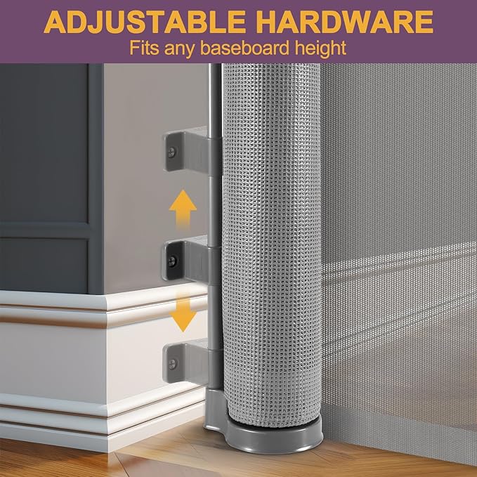 42" Tall X 100" Extra Wide Retractable Gates for Large Openings Extra Tall Dog Gates for Doorway Tall Retractable Baby Gate Tall Mesh Gates for Kids and Pets Large Dog Gate for Indoor/Outdoor, Gray