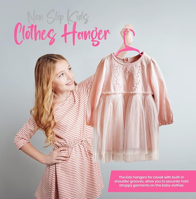 Utopia Home 40 Pack Kids Hangers - 11.5 Inch Plastic Baby Hangers for Closet - Childrens Hanger for Clothes & Infant Hanger for Closet - Ideal for Everyday Standard Use (Pink)