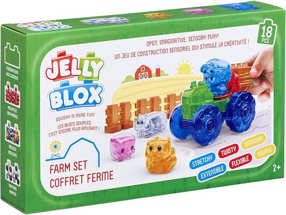 Jelly Blox Farm Set | Includes 18 Pieces | Toddler & Preschool Building Blocks Kids Can Squeeze, Stretch, Squish | MESH ACCREDITED | Safety Tested & Ouch-Free | Tactile, Sensory Play for Ages 2+