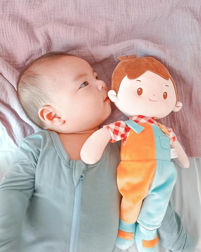LeyaDoll Soft Baby Boy Doll Toys (12''), My First Baby Rag Doll for 1 Year-Old Boy Birthday Gift,Christmas Plush Toys Gift for Toddler Kids Infants-Patch Boy