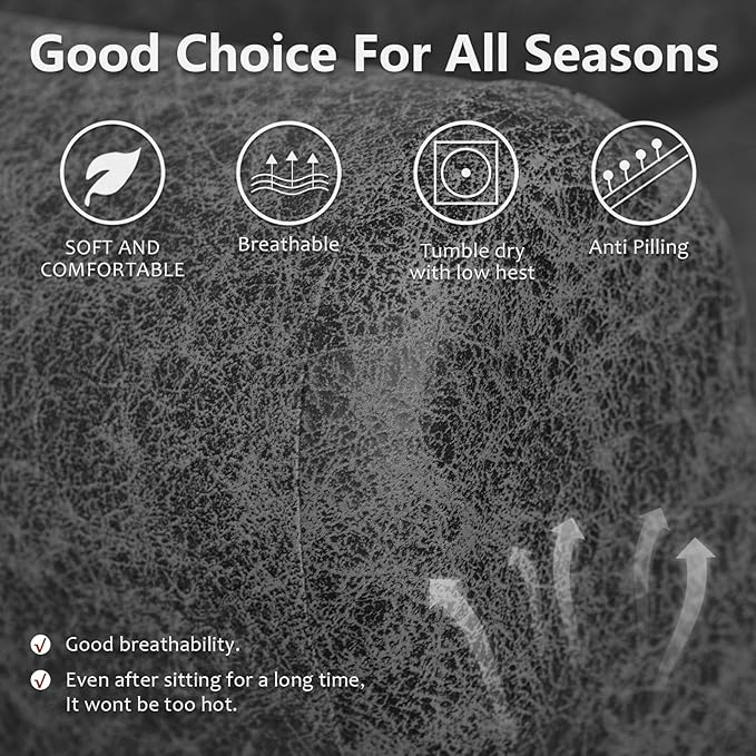 Leather Look Recliner Couch Cover 8-Piece Recliner Sofa Slipcovers 3 Seater for Reclining Couches Furniture Protector Spandex Fabric Washable (3 Seater, Light Grey)