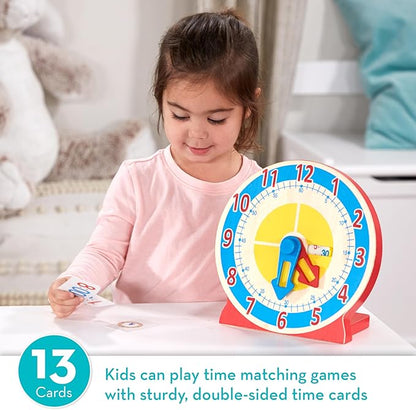Melissa & Doug Turn & Tell Wooden Clock - Educational Toy With 12+ Reversible Time Cards , Red