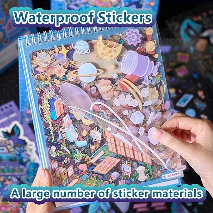 Large Sticker Book Collection, 700+ DIY 3D Sticker Scenes, Premium Reusable Craft Kit for Stress Relief, Mix and Match Creative Sets to Make Stickers for Gifts and Therapy [Royal Blue]