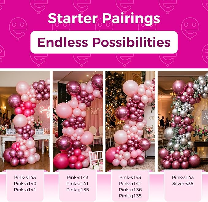 Bezente Metallic Hot Pink Latex Party Balloons - 100 Pack 12 inch Round Helium Metallic Pink Magenta Fushsia Balloons for Bachelorette Gender Reveal Birthday Wedding Anniversary Party Decorations
