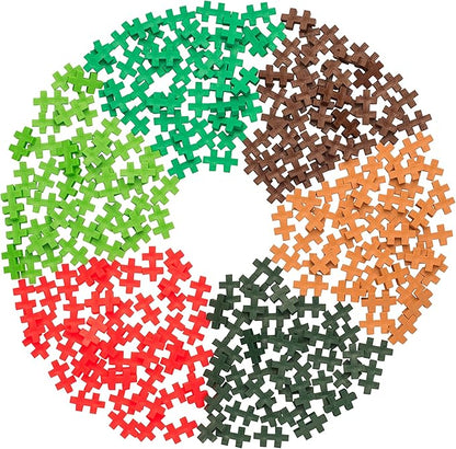 PLUS PLUS 240 Piece Interlocking Building Blocks for Kids, Open Ended Connecting Toys, STEM Bin Mini Manipulatives - Jungle Mix Play Tube & Baseplate