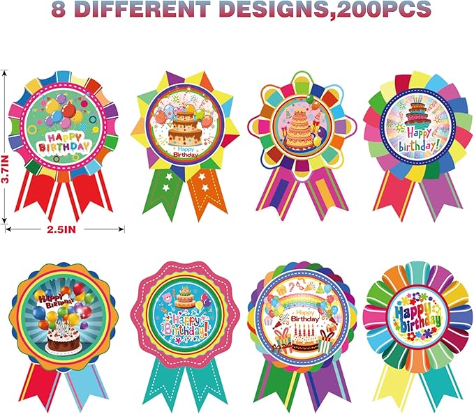 Kolewo4ever 400 Pieces Happy Birthday Gifts for Student 100 Happy Birthday Rubber Bracelets,100 Pencils,200 Happy Birthday Badge Stickers for Teachers Classrooms Reward Birthday Party Favors