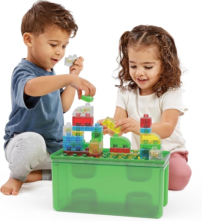 Goliath Jelly Blox Stash 'N Stack 2-in-1 Storage Case | Toddler & Preschool Building Blocks Kids Can Squeeze, Stretch, Squish | MESH ACCREDITED | Safety Tested & Ouch-Free | Sensory Play for Ages 2+