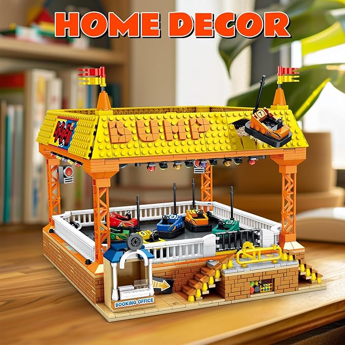 Bumper Cars Building Set, Amusement Park Bumper Friends Cars, Large STEM Educational Model Kit for Kids and Adults, Perfect Birthday, 1840 Piece