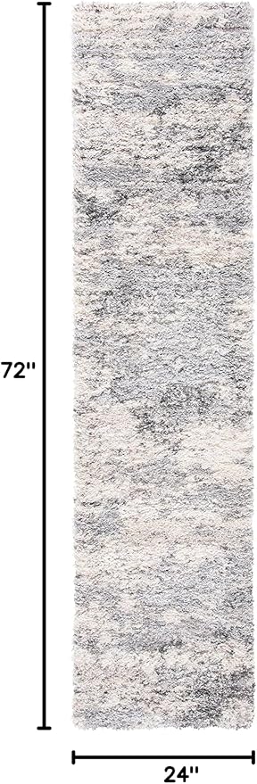 SAFAVIEH Berber Shag Collection Runner Rug - 2' x 6', Ivory & Beige, Modern Abstract Design, Non-Shedding & Easy Care, 1.2-inch Thick Ideal for High Traffic Areas in Living Room, Bedroom (BER272A)