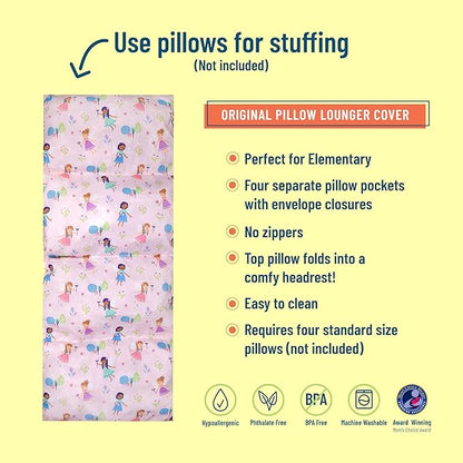 Wildkin Kids Floor Lounger: Ideal for Boys and Girls, Travel-Friendly, Perfect for Sleepovers - Pillow Lounger for Kids, Requires Standard Size Pillows Not Included (Fairy Garden)