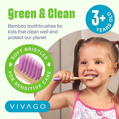Kids Bamboo Toothbrushes Soft Bristles 6 Pack - Biodegradable Wooden Children Toothbrush Set - Eco-Friendly Natural Kids Toothbrush