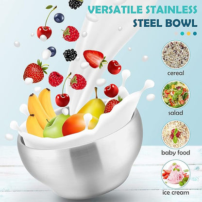 HaWare 6-Piece Kids Bowls, 12oz SUS304 Metal Bowl for Toddler Children, Small Baby Bowls for Feeding/Soup/Snacks, Multipurpose 18/8 Stainless Steel Cereal Bowls, Double Walled, Dishwasher Safe