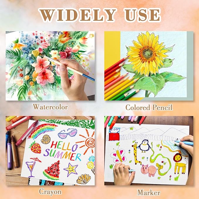 100PCS 6x6 Watercolor Paper Bulk, 140lb/300g Cold Press Thick Water Color Paper Pad for Kid Child Adult, White Art Paper for Drawing Painting Markers Gouache, Textured Cotton Paper Sheets