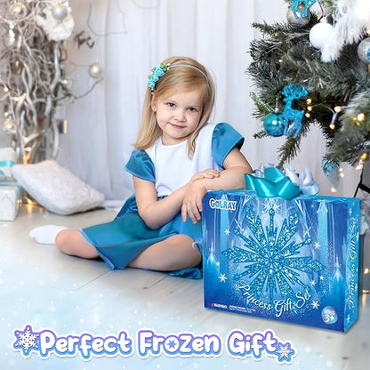 Golray Frozen Toys for Girl Gift Kids Makeup Kit & Elsa Princess Dress Up Set, Purse & Cape & Real Make up & Nail Polish & Wand, Birthday Gift Toys for Little Girls Toddlers Age 3 4 5 6 7 8 Year Old