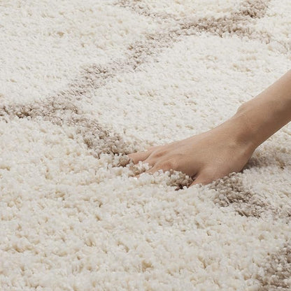 SAFAVIEH Hudson Shag Collection Runner Rug - 2'3" x 14', Ivory & Beige, Moroccan Trellis Design, Non-Shedding & Easy Care, 2-inch Thick Ideal for High Traffic Areas in Living Room, Bedroom (SGH283D)