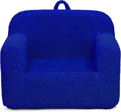 Delta Children Sherpa Cozee Chair - Foam Kids Chair for Ages 18 Months and Up, Royal Blue
