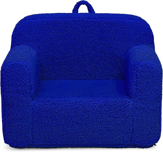 Delta Children Sherpa Cozee Chair - Foam Kids Chair for Ages 18 Months and Up, Royal Blue