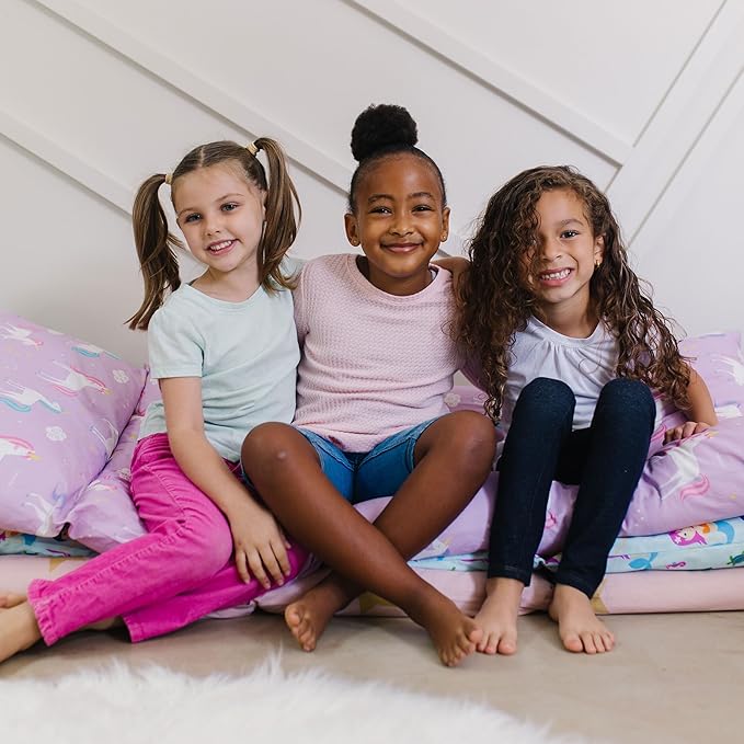 Wildkin Kids Floor Lounger: Ideal for Boys and Girls, Travel-Friendly, Perfect for Sleepovers - Pillow Lounger for Kids, Requires Standard Size Pillows Not Included (Magical Unicorns)