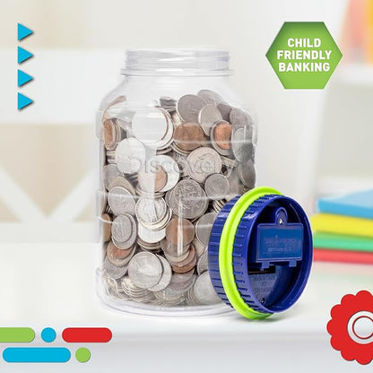 Discovey Digital Coin Counter Money Jar, LCD Screen, Automatic Piggy Bank Savings for US Coins, Keeps Track of Deposits, Battery Operated, Kids Gift