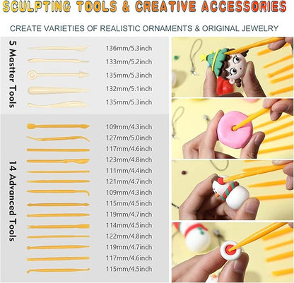 Polymer Clay 60 Colors, Modeling Clay for Kids Oven Baked Model Clay Non-Sticky with Sculpting Tools DIY Starter Kits,and Accessories,Great Clay