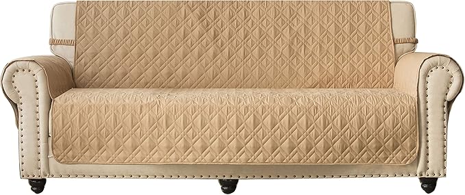 Ameritex Couch Sofa Slipcover 100% Waterproof Nonslip Quilted Furniture Protector Slipcover for Dogs, Children, Pets Sofa Slipcover Machine Washable (Sand, 68")