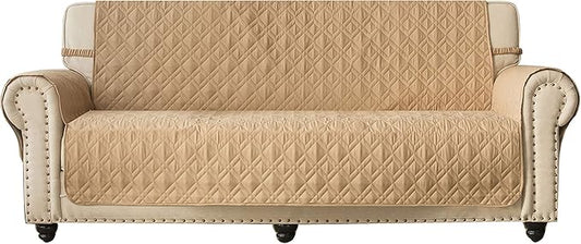 Ameritex Couch Sofa Slipcover 100% Waterproof Nonslip Quilted Furniture Protector Slipcover for Dogs, Children, Pets Sofa Slipcover Machine Washable (Sand, 68")