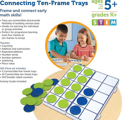Learning Resources Connecting Ten-Frame Trays, 165 Pieces
