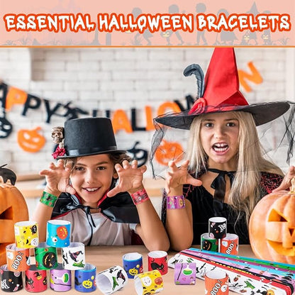 48Pcs Holiday Bracelets Party Favors for Kids Slap Bracelets Holiday Bag Stuffers Treats Non Candy Holiday Goodie Bag Fillers Stuffers Snap Bracelet Party Supplies, PVC Polyvinyl Chloride